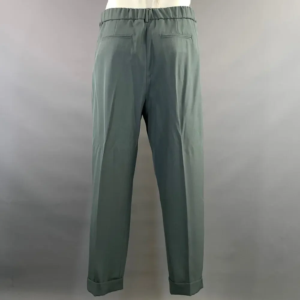 STELLA McCARTNEY Green Grey Viscose Blend Peak Lapel Suit
